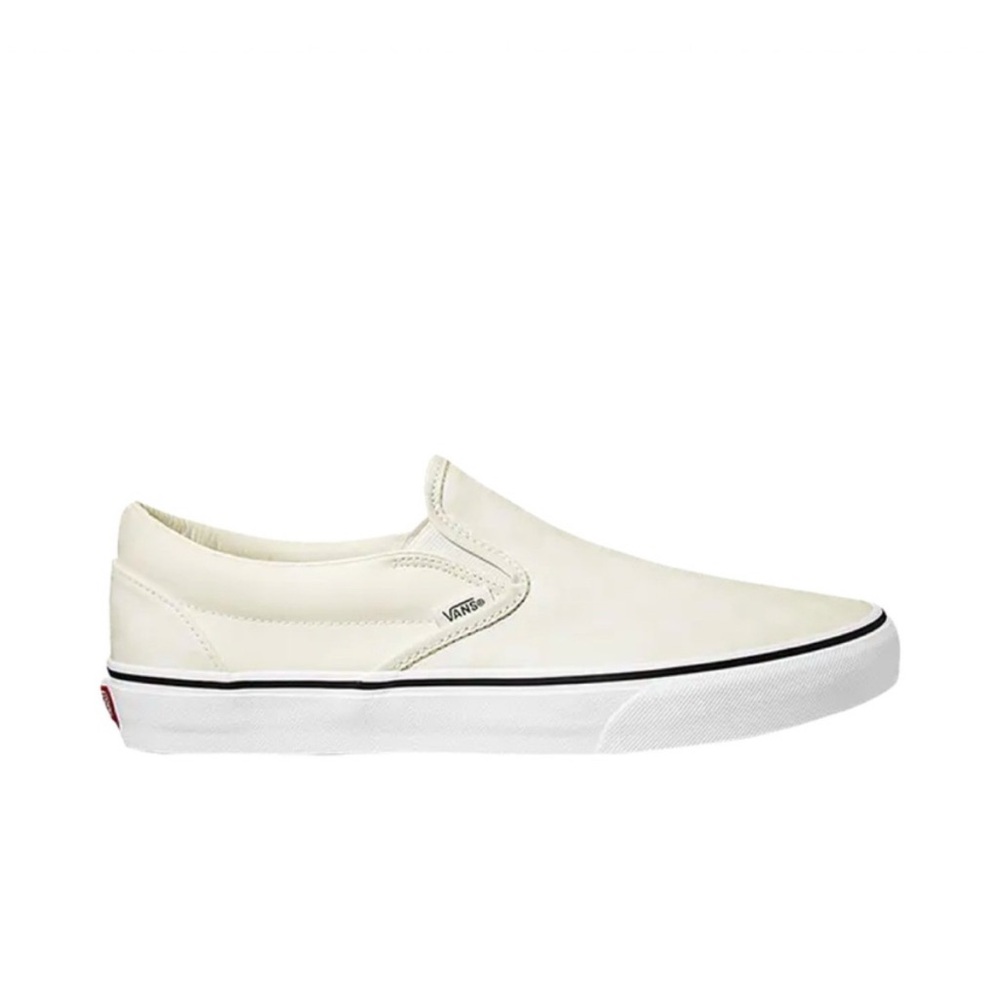 Vans Cream Slip-On Sneakers with Canvas Upper